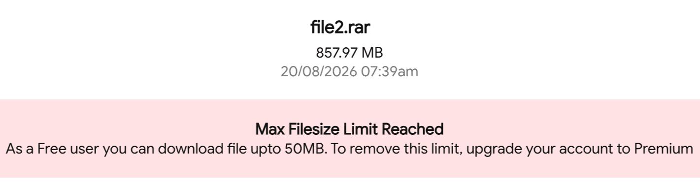 Emload 50 MB free user limit