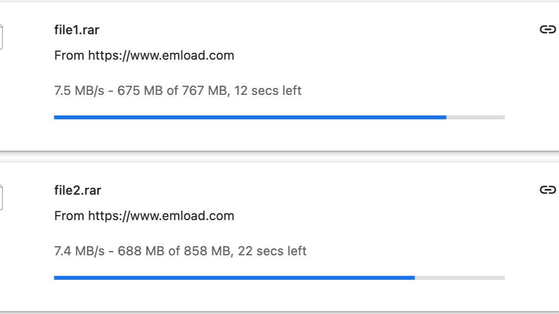 Two parallel Emload Premium downloads